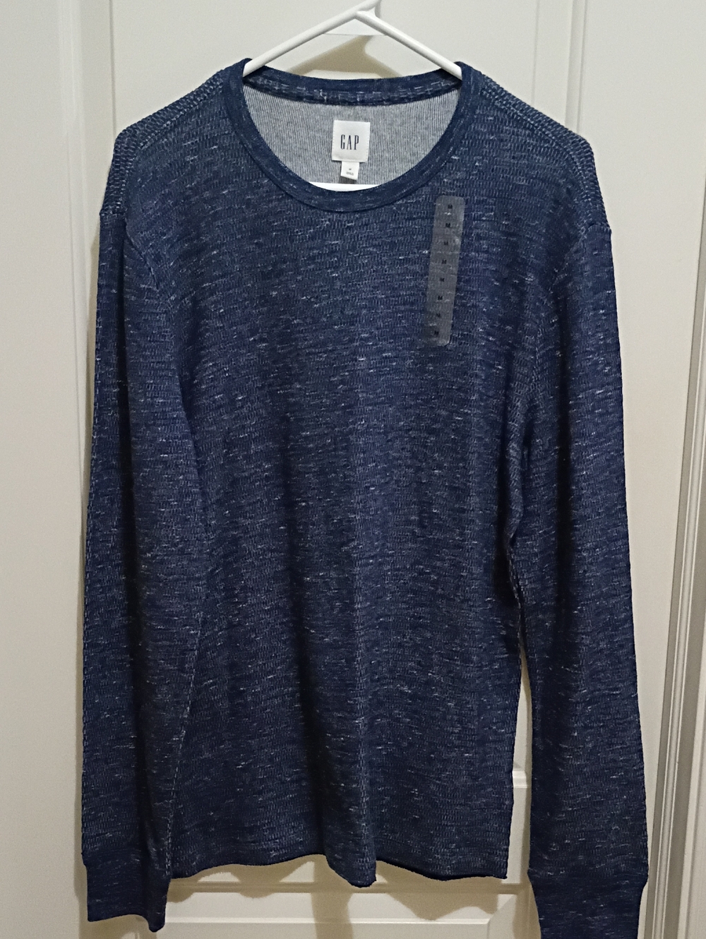 Gap Blue Marled Spacedye Long Sleeve Crew Neck Shirt Size Medium NWT